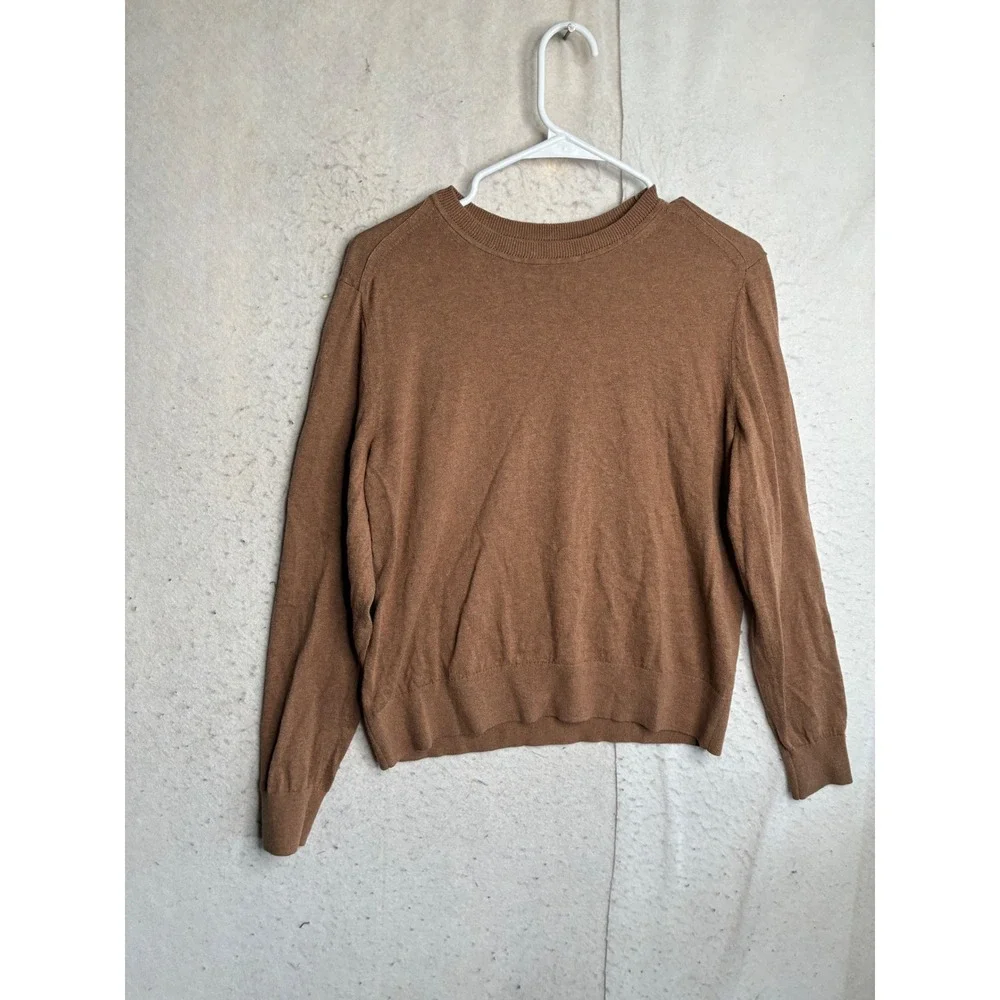 Everlane Organic Cotton Crew Neck Sweater Brown Medium Mens Knit Pullover